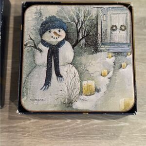Set of 6 Pimpernel Winter Christmas Snowman Coasters in Box